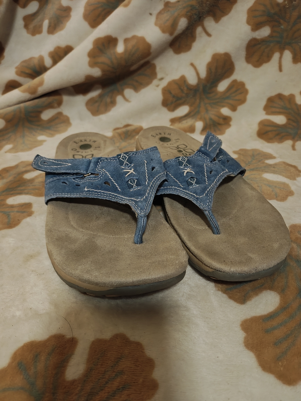 Earth Origins Blue Suede Thong Sandals